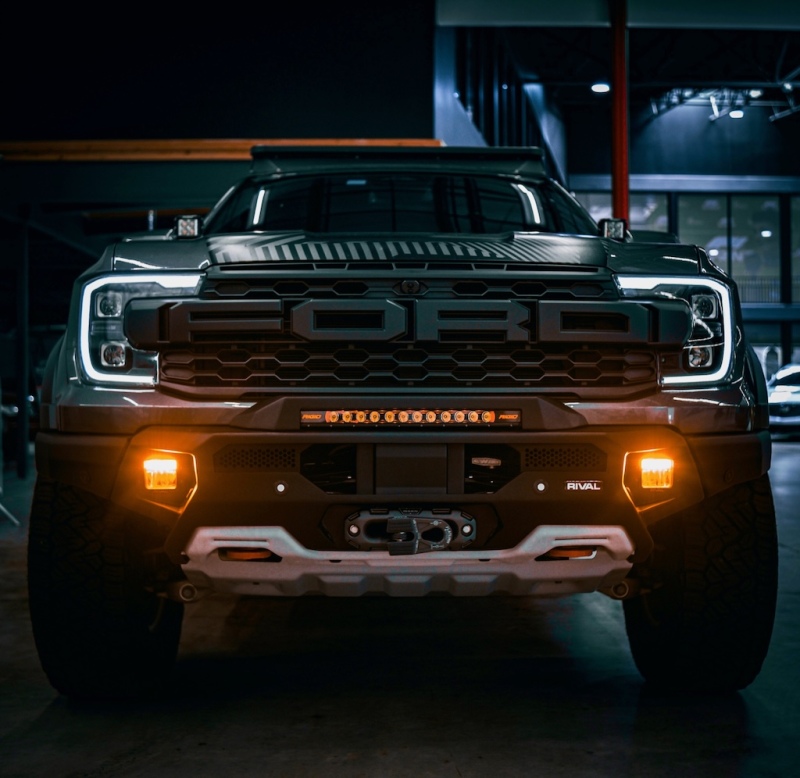Ford Ranger Raptor Front Bumper - Rival 4x4 - Aluminum w/Winch Mount and Recovery Points - `24-`26